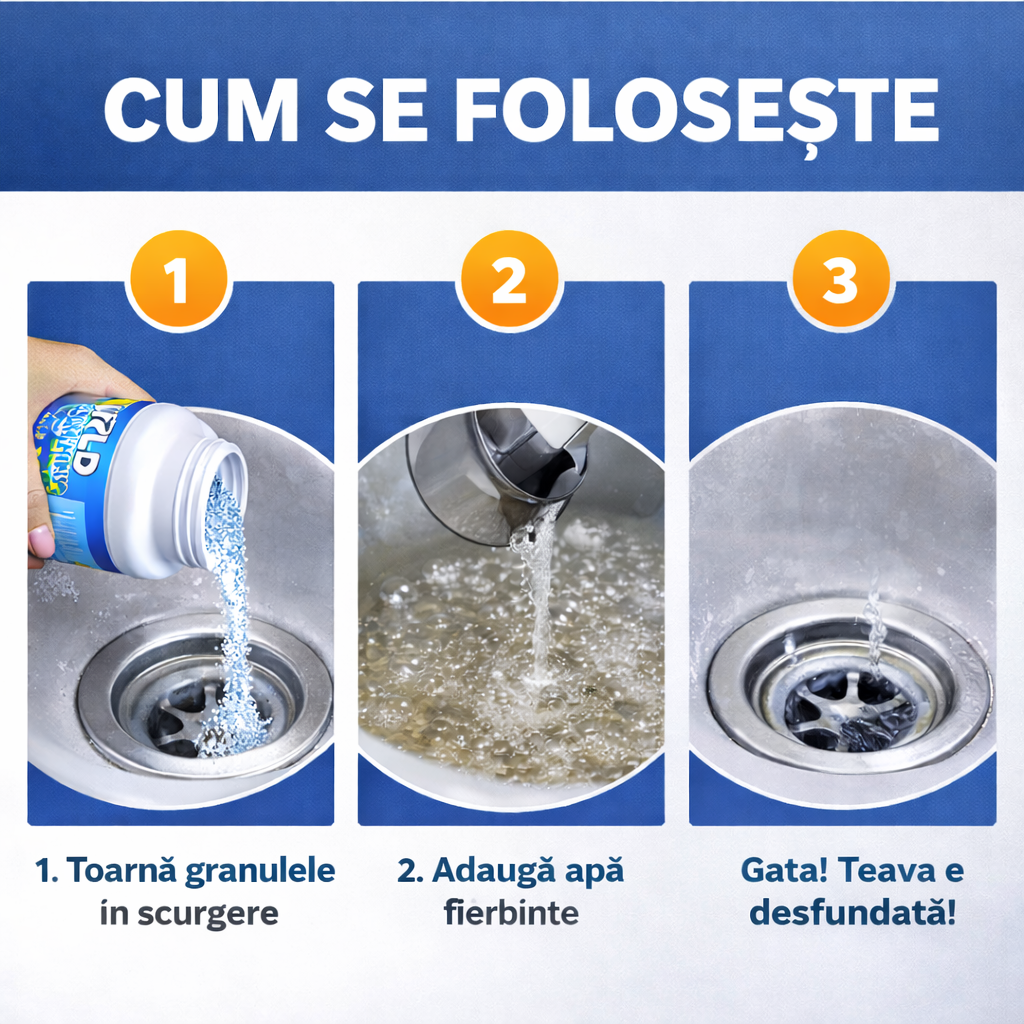 Pulbere pentru curățarea și desfundarea țevilor Drain Cleaner