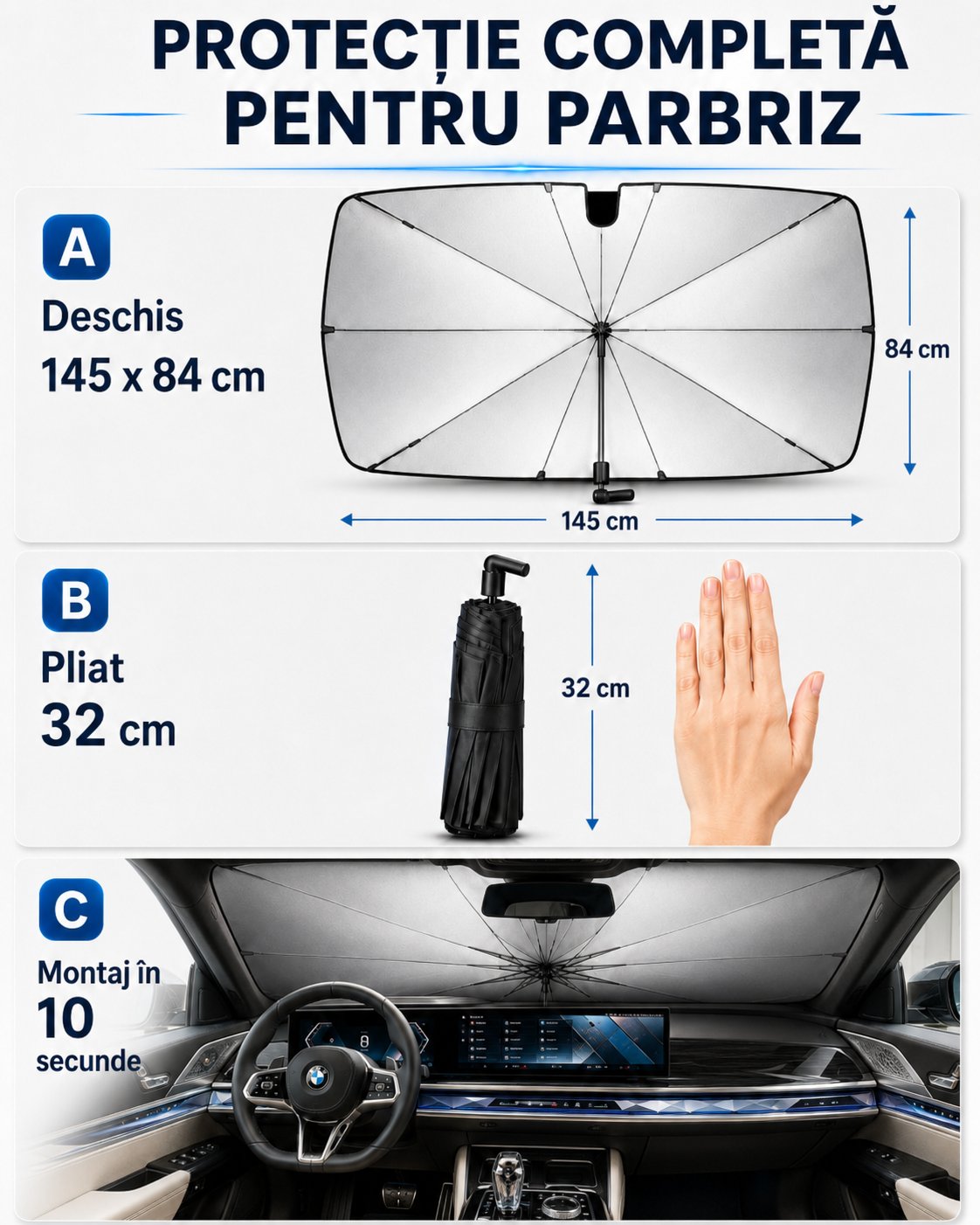 Umbrelă solară multi-strat pentru parbriz