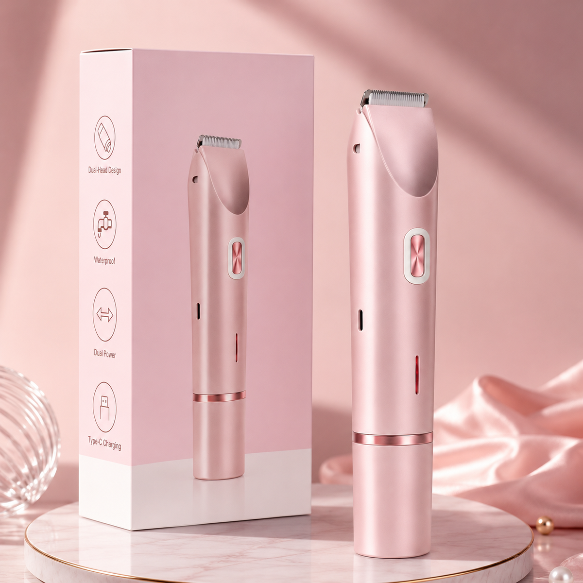 Epilator electric 2in1 pentru corp și zone intime rezistent la apă