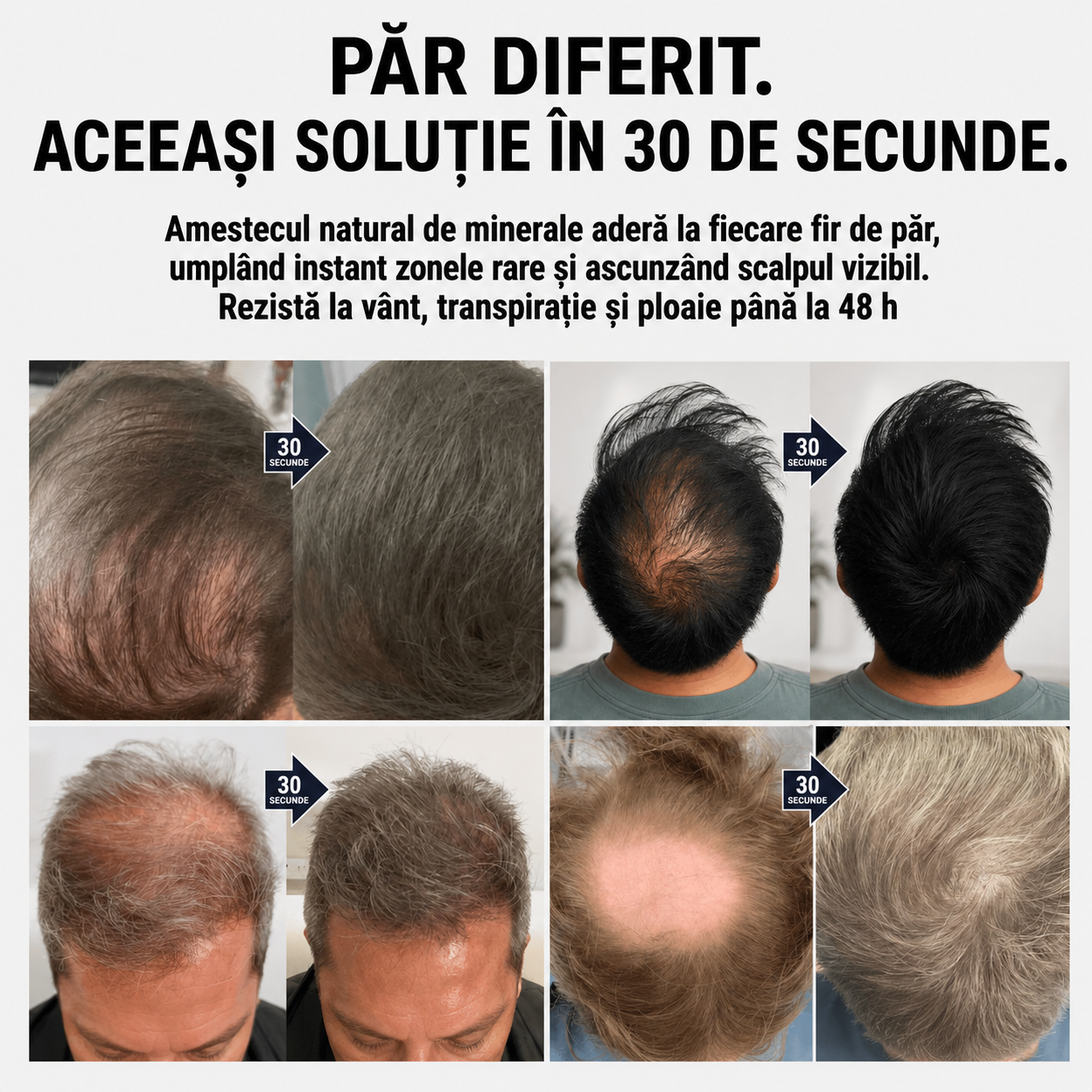 Pudră minerala naturală de îndesare a părului