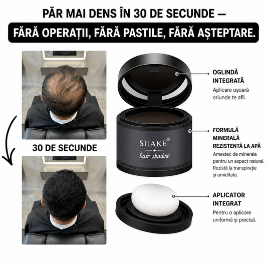 Pudră minerala naturală de îndesare a părului