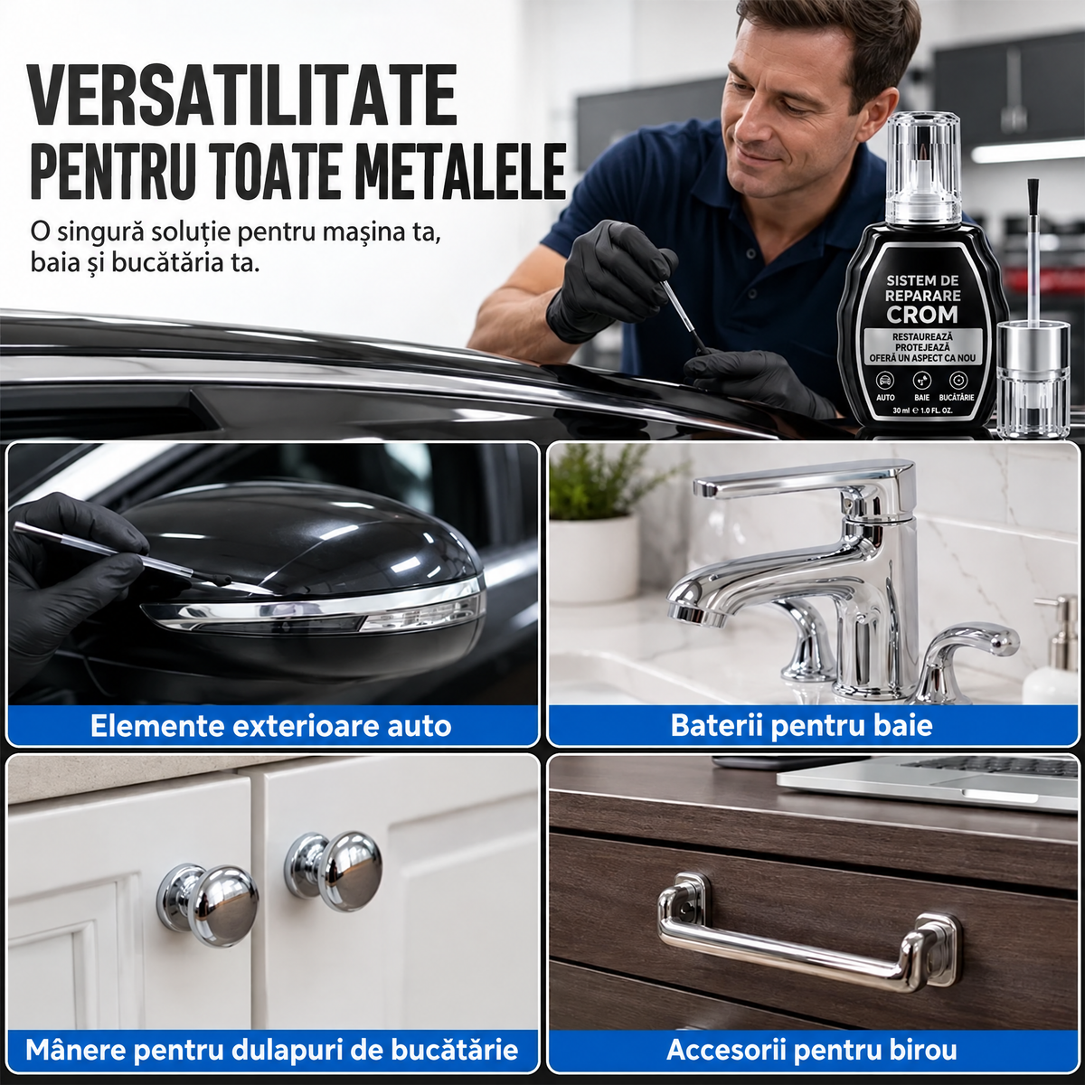 Soluție de reparare crom cu aplicator dual